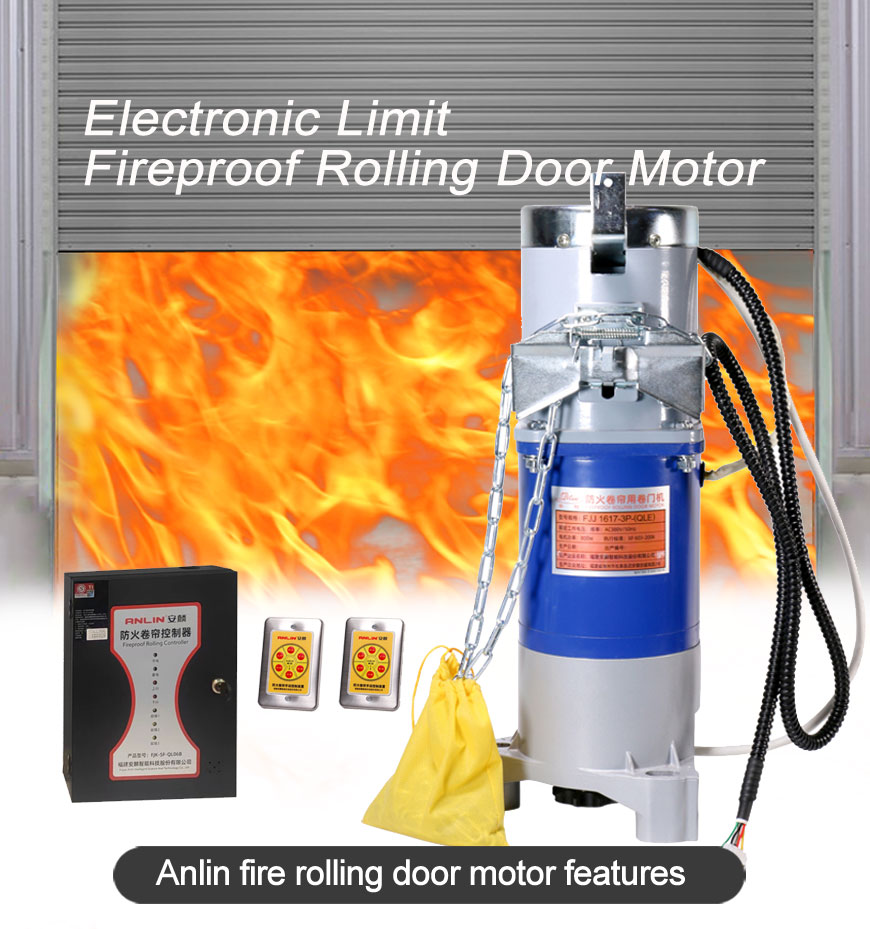 Flame retardant rolling shutter door motor
