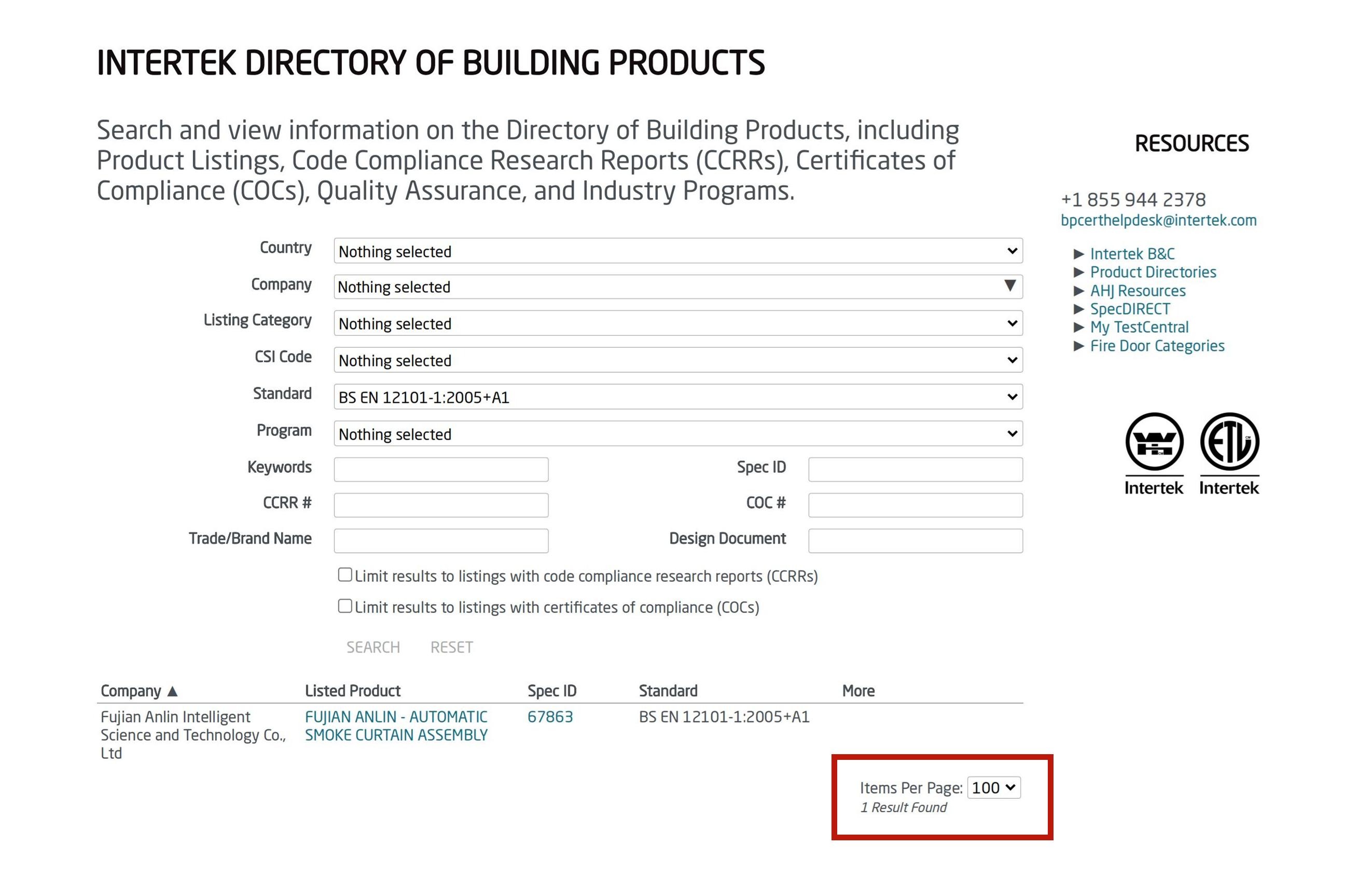 Intertek fire curtain